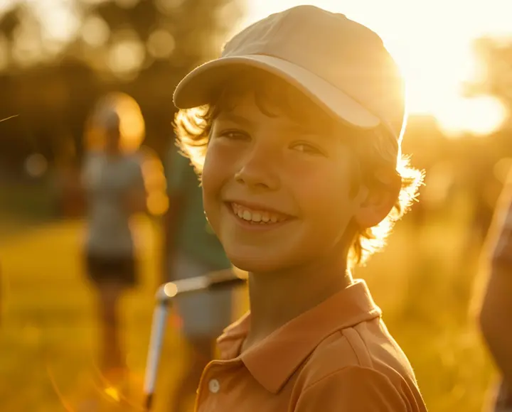 Kind mit einer Kappe lächelt